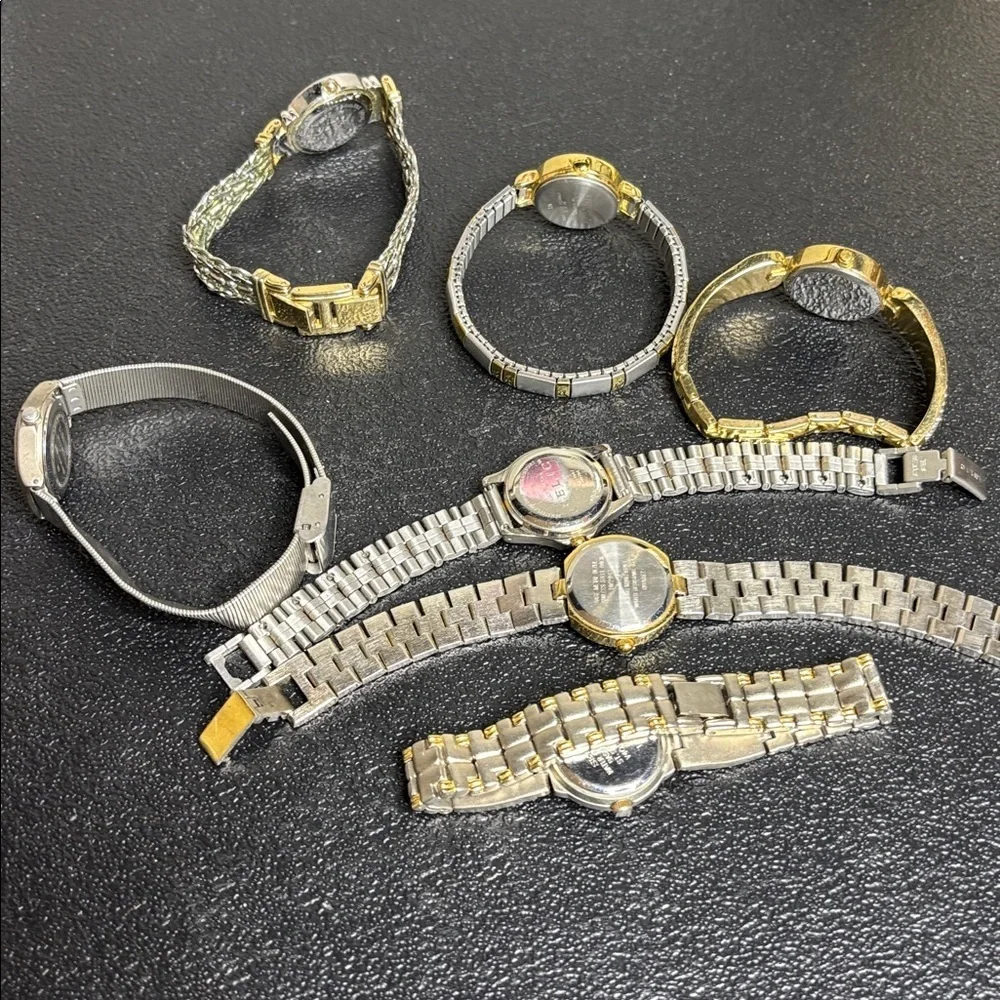 Stainless Steel Watch Bundle Silver Gold Need Battery Various Brands Lot of 7